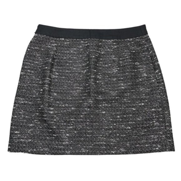 BANANA REPUBLIC Mottled Mini Skirt Sz 8 Black White - Picture 8 of 9